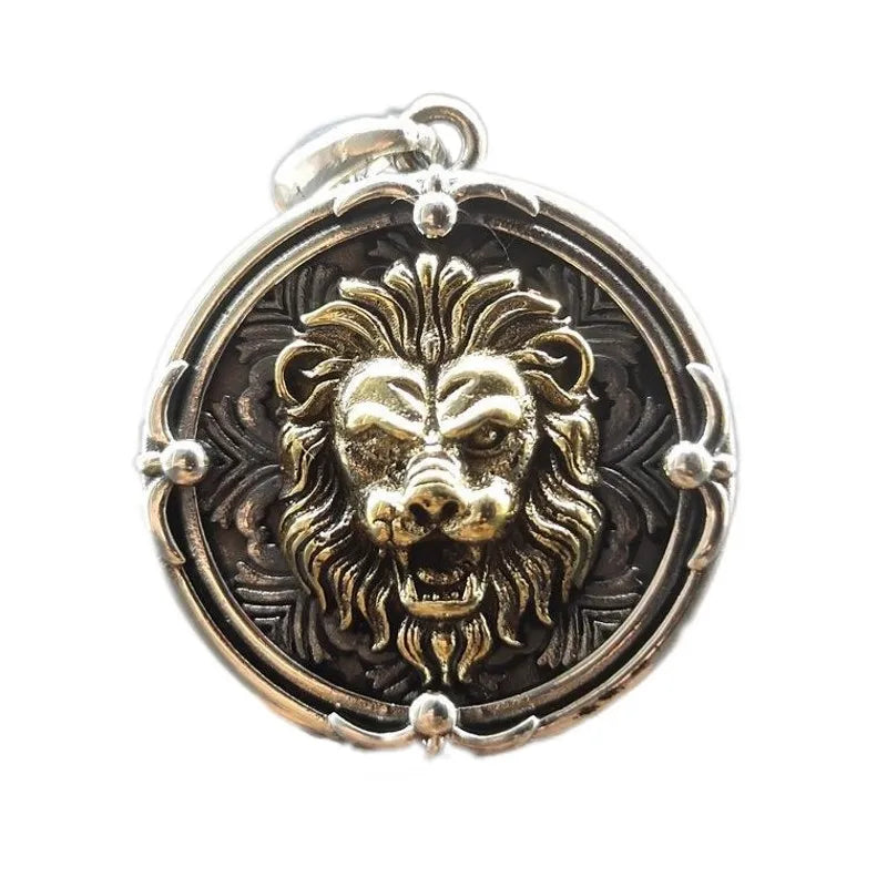 BOCAI 100% New style s925 Silver Street Fashion Lion Head Medallion endant Retro Hip-Hop Personality Men's Pendant