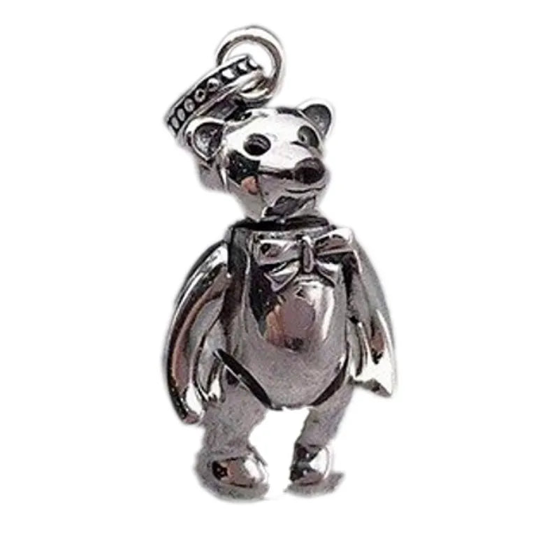 BOCAI 2021 Fashion Real s925 Silver Couple Man and Woman Pendant Individual Design Simple and Fashionable Student Bear Pendant