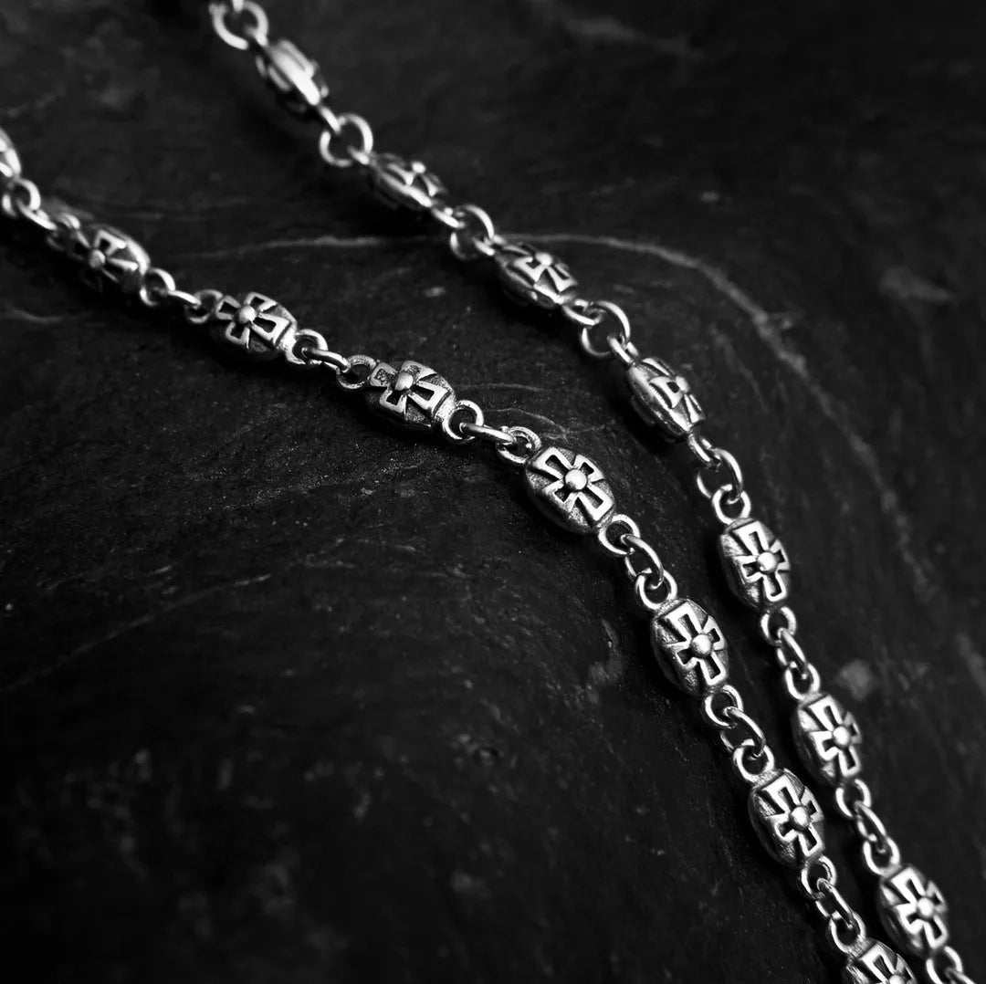 4MM BOCAI New Trend Real S925 Silver Jewelry Cross Anchor Clavicle Chain Retro Fashion Personality Men And Women Necklace