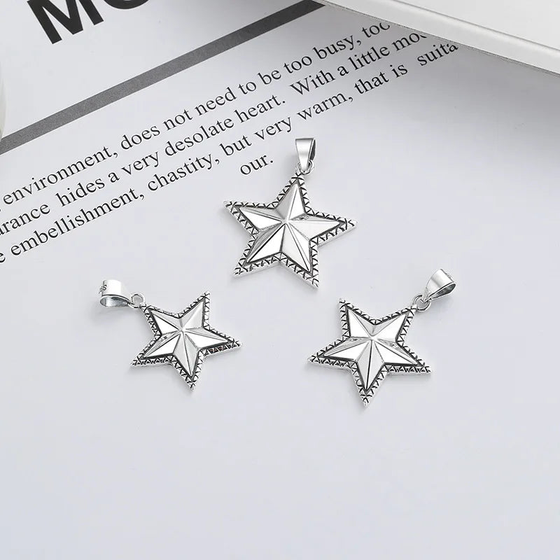 BOCAI New S925 Sterling Silver Retro Fashion Star Pendant Gift for Men and Women