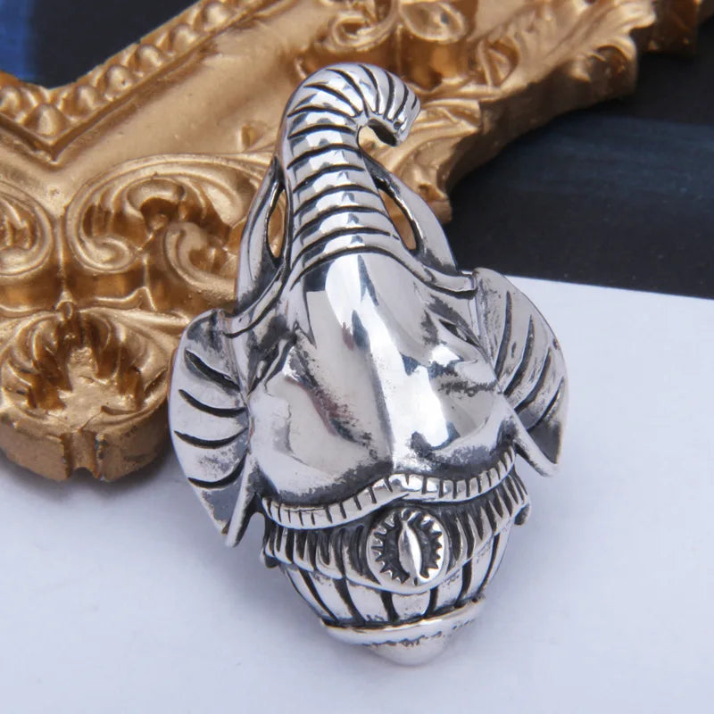 BOCAI Real S925 Silver Jewelry Retro Ganesha Personality  Trendy Man Ring Holiday Gifts