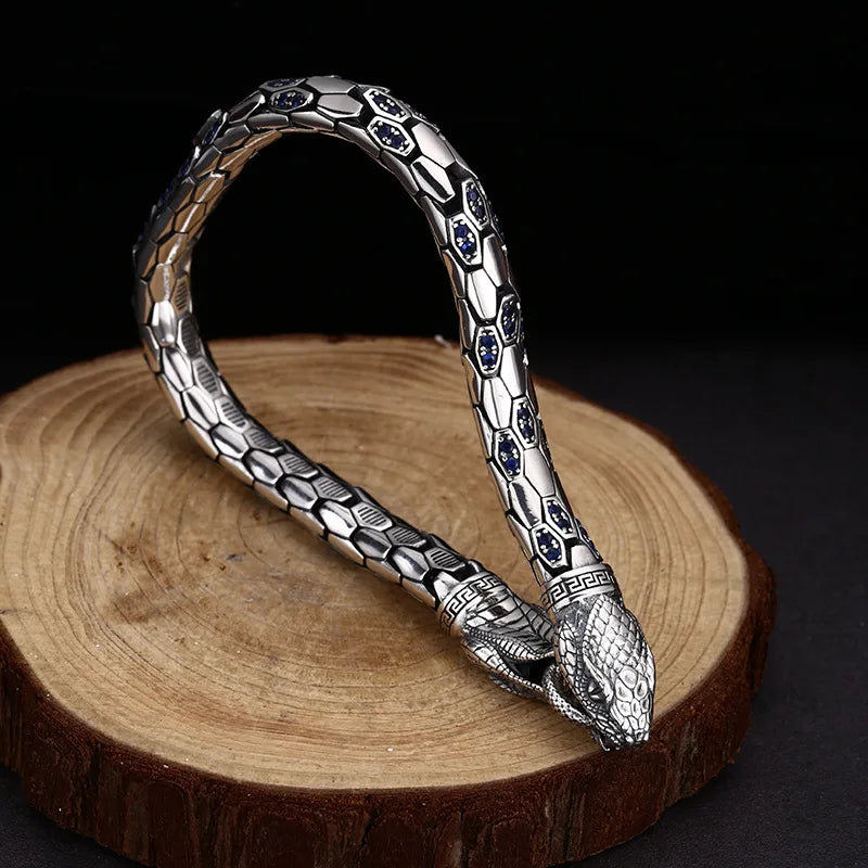 Customized S925 Sterling Silver Double Headed Snake Bracelet Couple Gift With Certificate Non Returnable