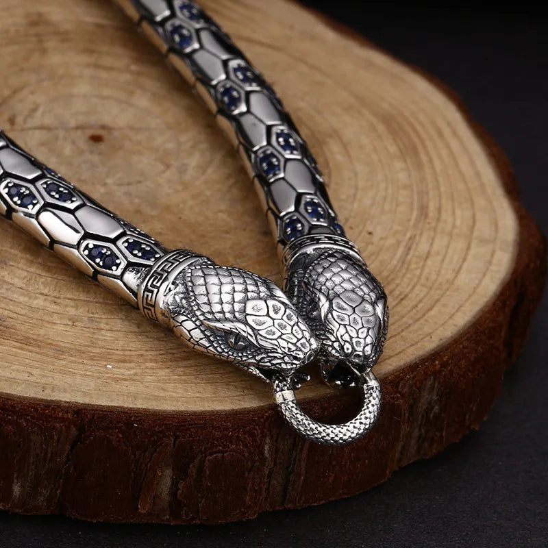 Customized S925 Sterling Silver Double Headed Snake Bracelet Couple Gift With Certificate Non Returnable