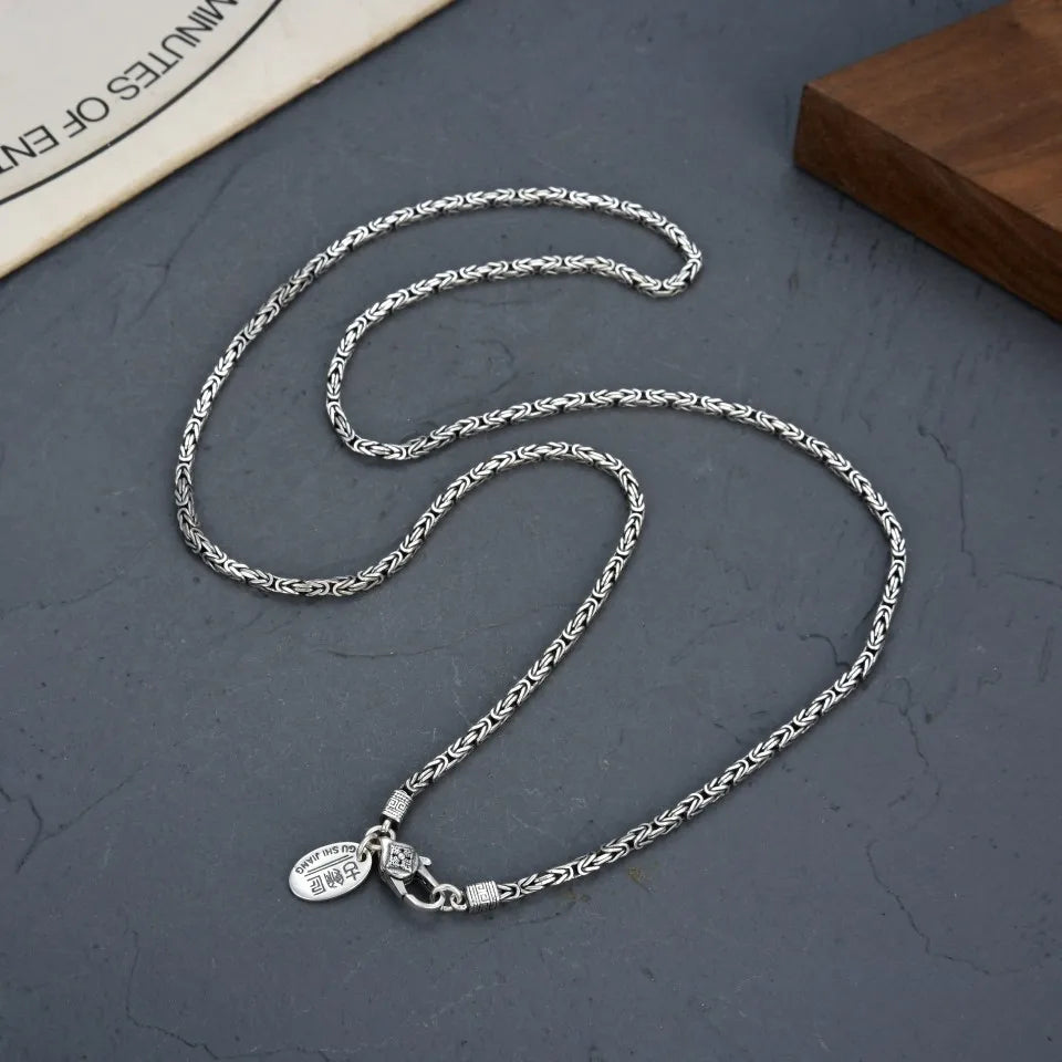 BOCAI Real S925 Silver Jewelry Retro Vajra Peace Pattern Personalized Viking Keel Chain Trendy Men's Necklace Fashion Gifts