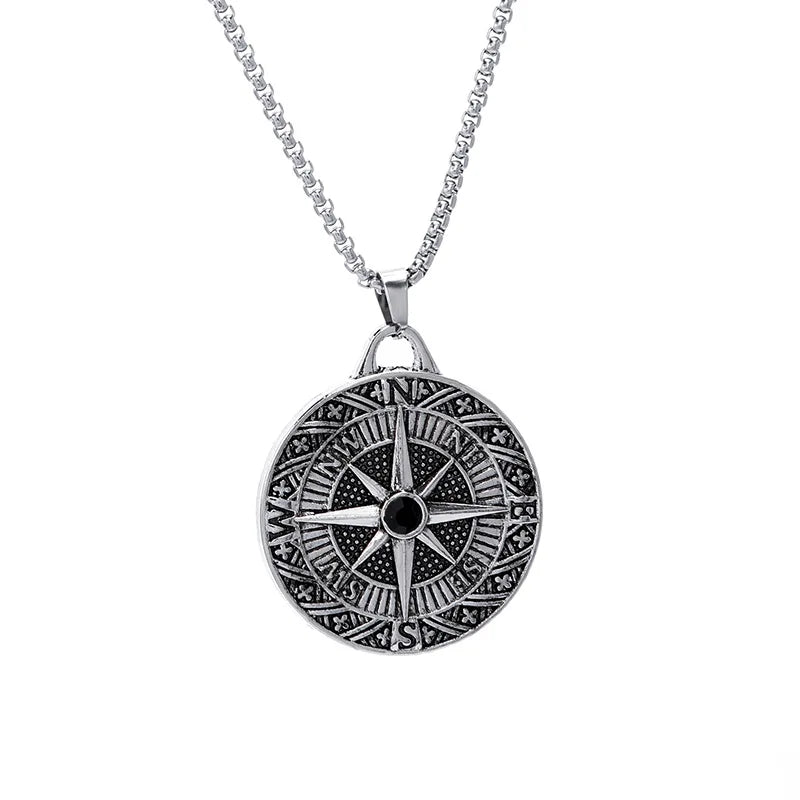 BOCAI New S925 Sterling Silver Retro Personalized Niche Seaboat Compass Pendant Male Female Gift