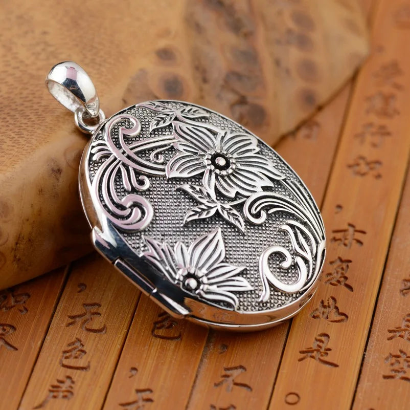 BOCAI Wholesale S925 Silver Jewelry Vintage Thai Silver Craftsmanship Gawu Box Pendant Men's Style Can Be Opened Lucky Gift