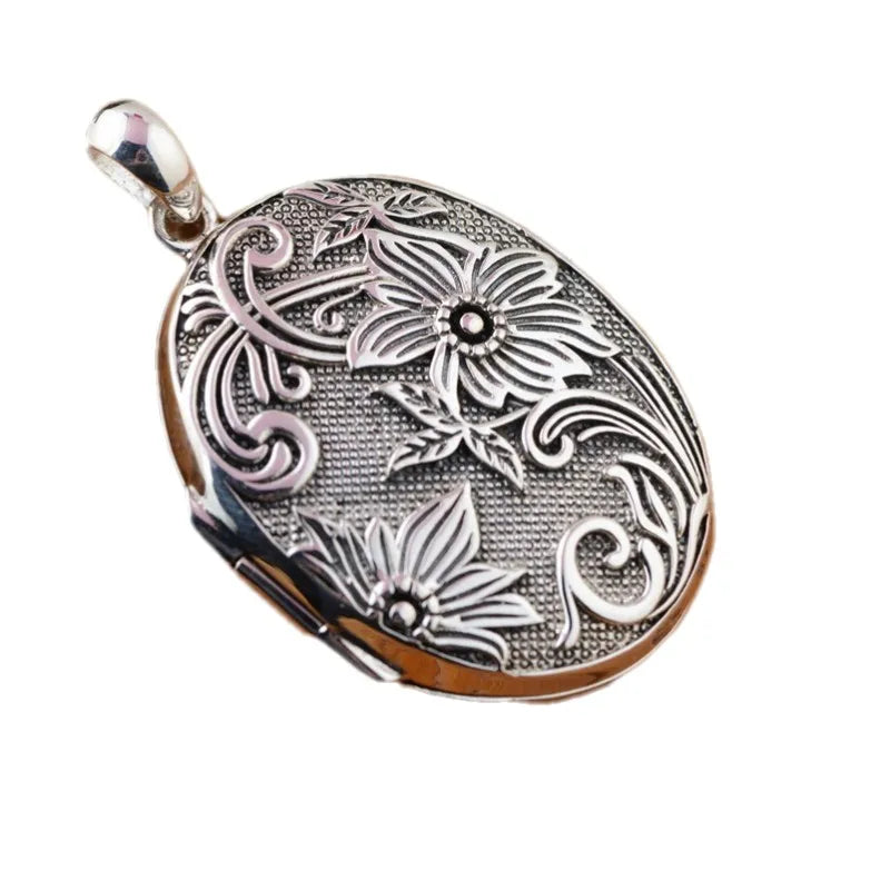 BOCAI Wholesale S925 Silver Jewelry Vintage Thai Silver Craftsmanship Gawu Box Pendant Men's Style Can Be Opened Lucky Gift