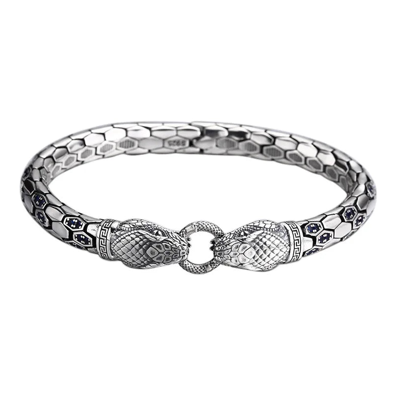 Customized S925 Sterling Silver Double Headed Snake Bracelet Couple Gift With Certificate Non Returnable