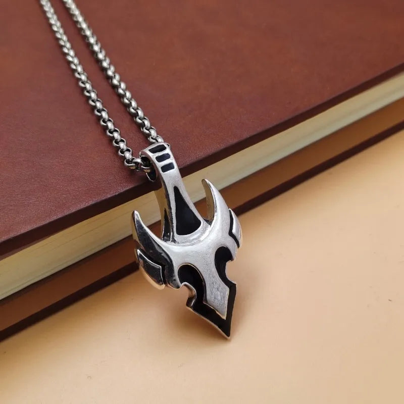 BOCAI S925 Sterling Silver Minimalist Hip-hop Punk Alien Flame Dragon Sword Men's Pendant