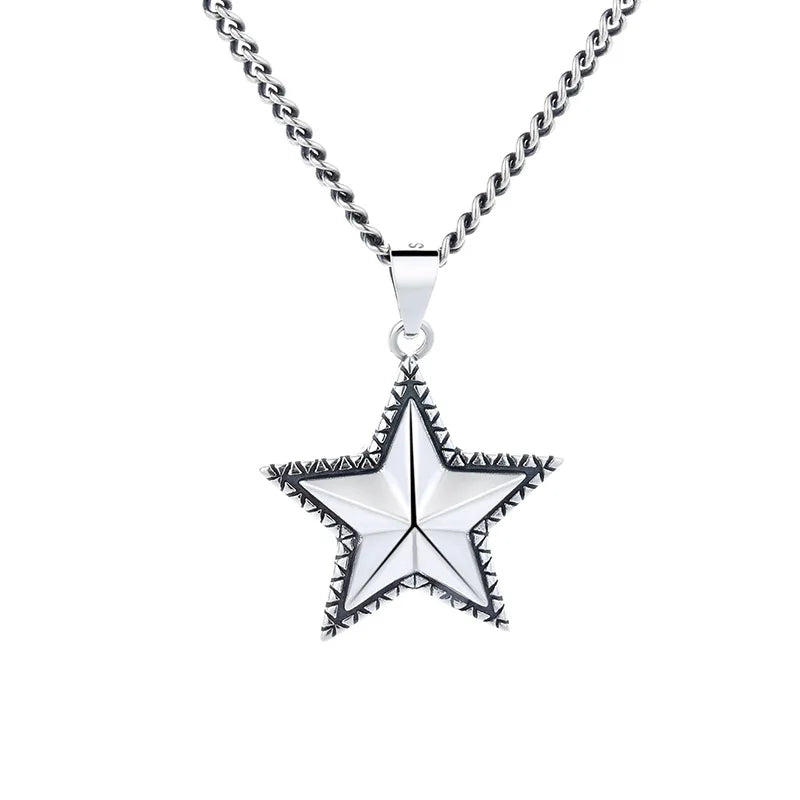 BOCAI New S925 Sterling Silver Retro Fashion Star Pendant Gift for Men and Women