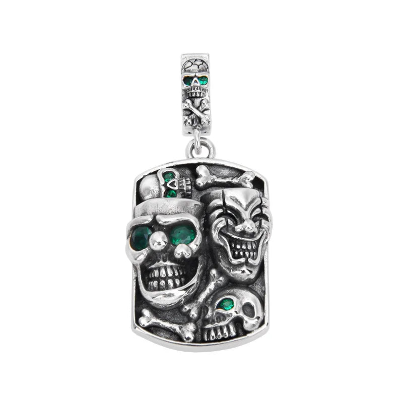 BOCAI New S925 Sterling Silver Vintage Punk Trendy Versatile Cross Skull Head Pendant Male Female Gift