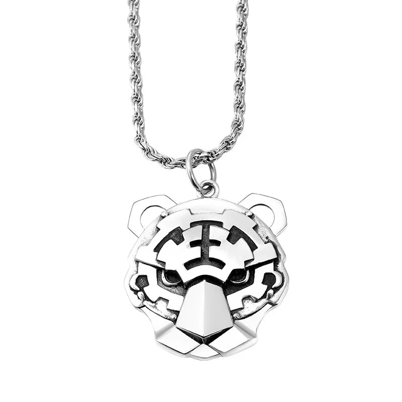 BOCAI Real S925 Silver Jewelry Accessories Domineering King of the Forest Tiger Pendant for Man Fashion Good Luck Gift  Dropship