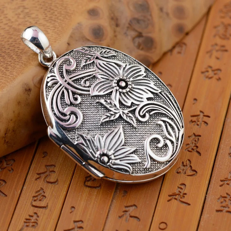 BOCAI Wholesale S925 Silver Jewelry Vintage Thai Silver Craftsmanship Gawu Box Pendant Men's Style Can Be Opened Lucky Gift